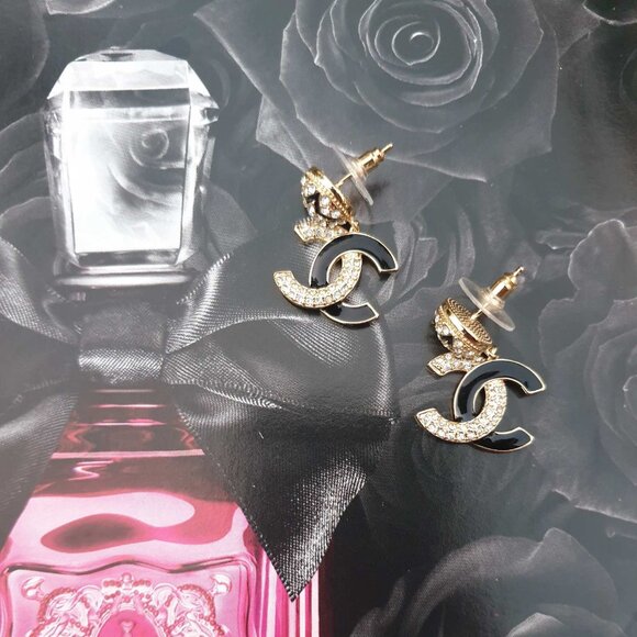 Star Dangle Gold Crystals Enamel Earrings Fashion Women Casual Formal Jewelry - Picture 3 of 5